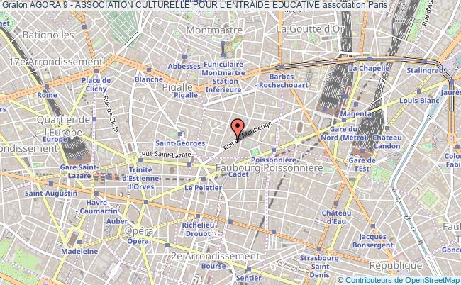 plan association Agora 9 - Association Culturelle Pour L'entraide Educative Paris 9e