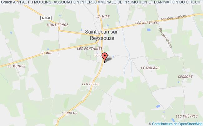 plan association Ain'pact 3 Moulins (association Intercommunale De Promotion Et D'animation Du Circuit Touristique Des 3 Moulins) Saint-Jean-sur-Reyssouze