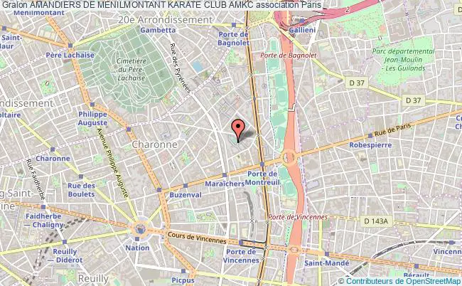 plan association Amandiers De Menilmontant Karate Club Amkc Paris