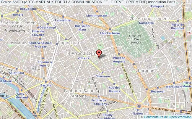plan association Amcd (arts Martiaux Pour La Communication Et Le DÉveloppement) Paris 11e