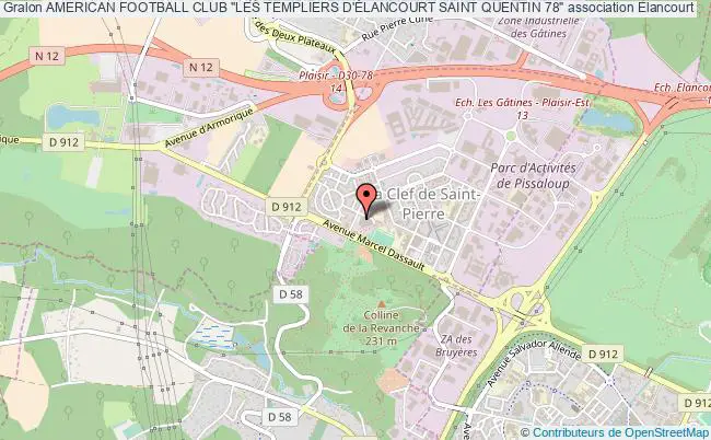 plan association American Football Club "les Templiers D'Élancourt Saint Quentin 78" Élancourt