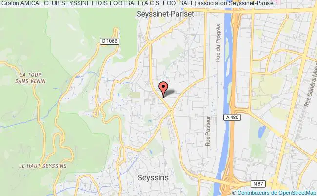 plan association Amical Club Seyssinettois Football (a.c.s. Football) Seyssinet-Pariset