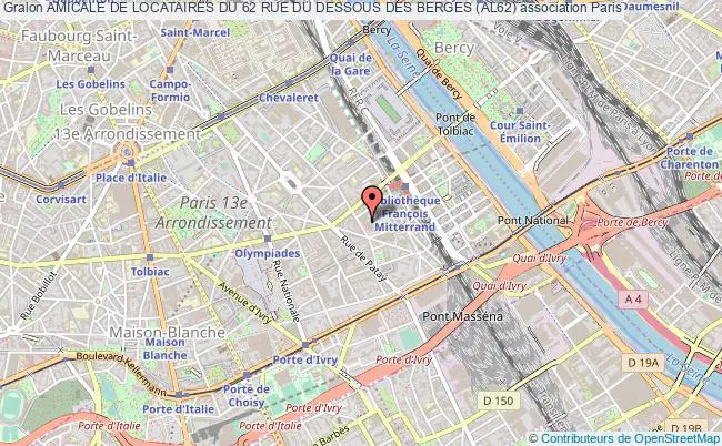 plan association Amicale De Locataires Du 62 Rue Du Dessous Des Berges (al62) Paris