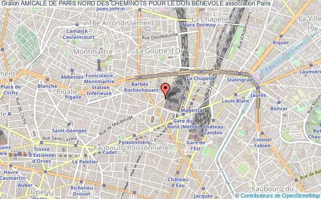 plan association Amicale De Paris Nord Des Cheminots Pour Le Don Benevole Paris