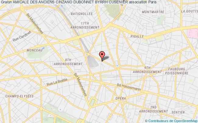 plan association Amicale Des Anciens Cinzano Dubonnet Byrrh Cusenier Paris