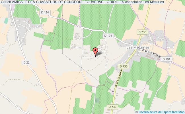 plan association Amicale Des Chasseurs De Condeon - Touverac - Oriolles Les Métairies