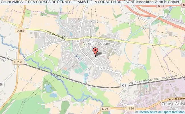 plan association Amicale Des Corses De Rennes Et Amis De La Corse En Bretagne Vezin-le-Coquet