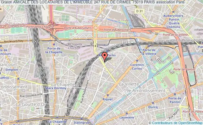 plan association Amicale Des Locataires De L'immeuble 247 Rue De Crimee 75019 Paris Paris