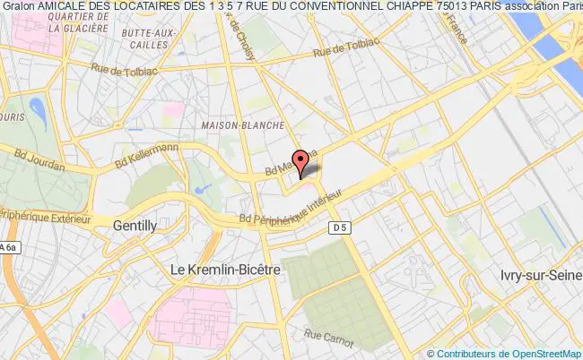 plan association Amicale Des Locataires Des 1 3 5 7 Rue Du Conventionnel Chiappe 75013 Paris Paris
