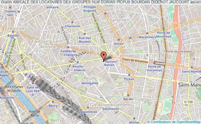 plan association Amicale Des Locataires Des Groupes Hlm Dorian Picpus Bourdan Diderot Jaucourt Paris