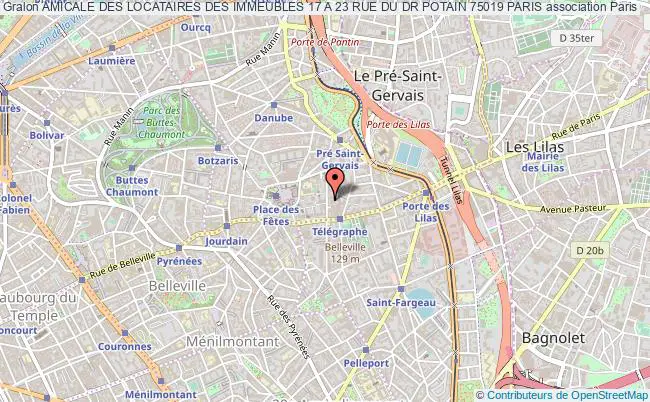 plan association Amicale Des Locataires Des Immeubles 17 A 23 Rue Du Dr Potain 75019 Paris Paris
