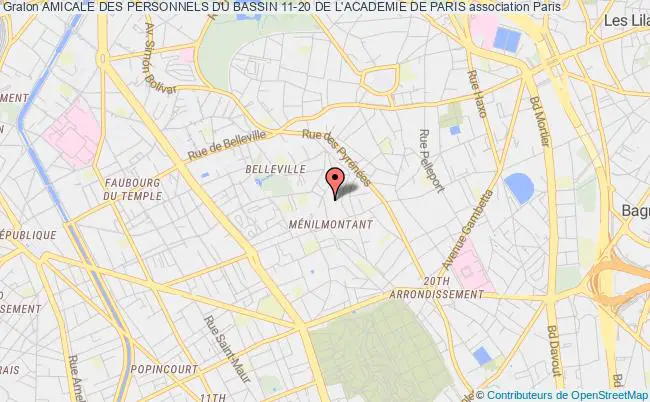 plan association Amicale Des Personnels Du Bassin 11-20 De L'academie De Paris PARIS