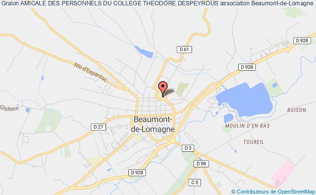 plan association Amicale Des Personnels Du College Theodore Despeyrous Beaumont-de-Lomagne