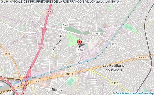 plan association Amicale Des Proprietaires De La Rue Francois Villon Bondy