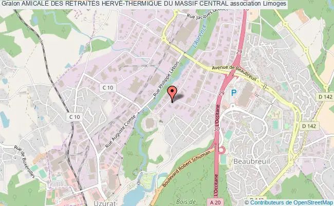 plan association Amicale Des RetraitÉs HervÉ-thermique Du Massif Central Limoges