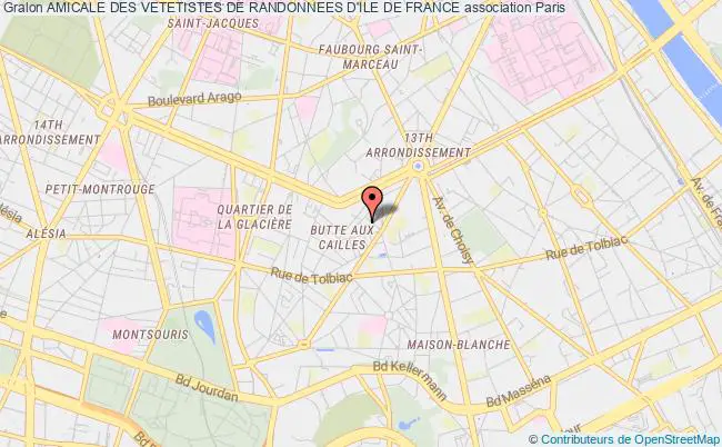 plan association Amicale Des Vetetistes De Randonnees D'ile De France Paris