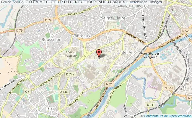 plan association Amicale Du 3eme Secteur Du Centre Hospitalier Esquirol Limoges