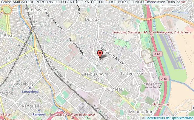 plan association Amicale Du Personnel Du Centre F.p.a. De Toulouse-bordelongue Toulouse