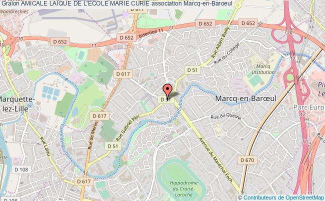 plan association Amicale LaÏque De L'ecole Marie Curie Marcq-en-Baroeul