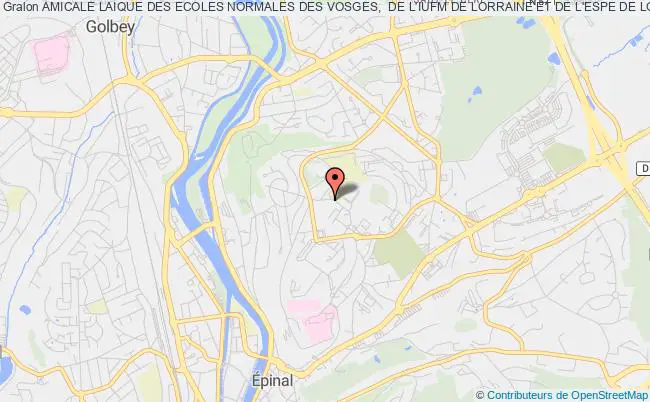 plan association Amicale Laique Des Ecoles Normales Des Vosges,  De L'iufm De Lorraine Et De L'espe De Lorraine Épinal