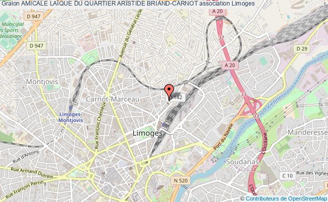 plan association Amicale LaÏque Du Quartier Aristide Briand-carnot Limoges