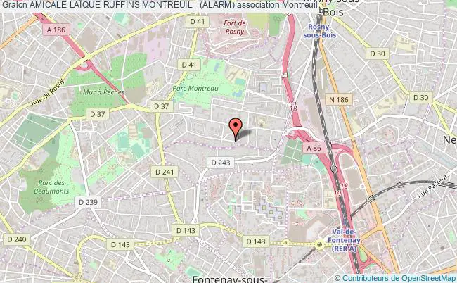 plan association Amicale LaÏque Ruffins Montreuil   (alarm) Montreuil