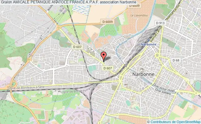 plan association Amicale Petanque Anatole France A.p.a.f. Narbonne