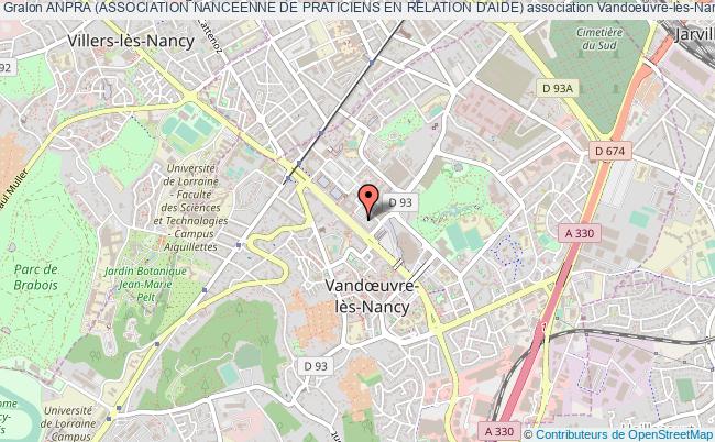 plan association Anpra (association Nanceenne De Praticiens En Relation D'aide) Vandoeuvre-lès-Nancy