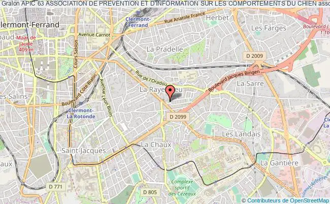 plan association Apic 63 Association De Prevention Et D'information Sur Les Comportements Du Chien Clermont-Ferrand