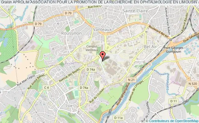 plan association Aprolim Association Pour La Promotion De La Recherche En Ophtalmologie En Limousin Limoges