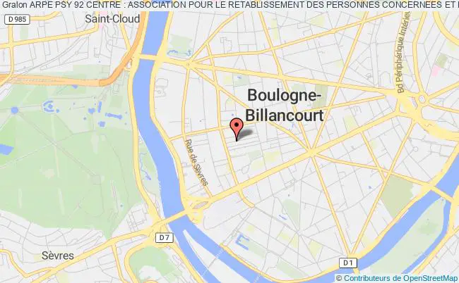 plan association Arpe Psy 92 Centre : Association Pour Le Retablissement Des Personnes Concernees Et De Leur Entourage Boulogne-Billancourt
