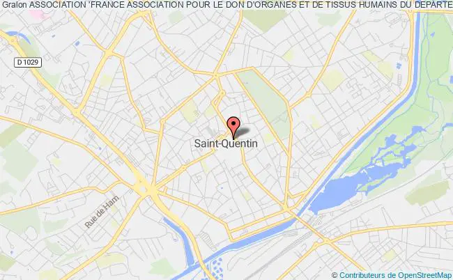 plan association Association 'france Association Pour Le Don D'organes Et De Tissus Humains Du Departement De L'aisne - France Adot 02 Saint-Quentin