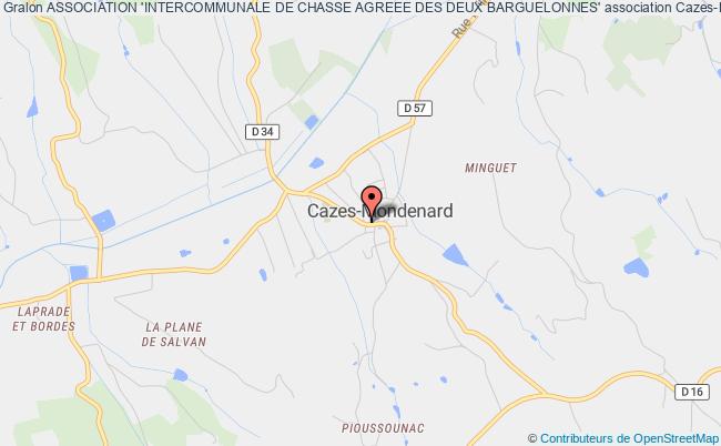 plan association Association 'intercommunale De Chasse Agreee Des Deux Barguelonnes' Cazes-Mondenard