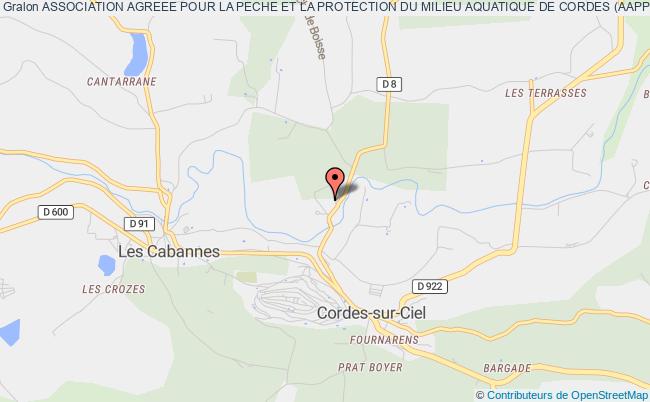 plan association Association Agreee Pour La Peche Et La Protection Du Milieu Aquatique De Cordes (aappma De Cordes) Cordes-sur-Ciel