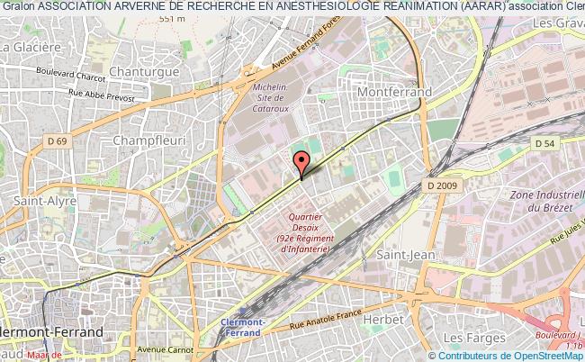 plan association Association Arverne De Recherche En Anesthesiologie Reanimation (aarar) Clermont-Ferrand