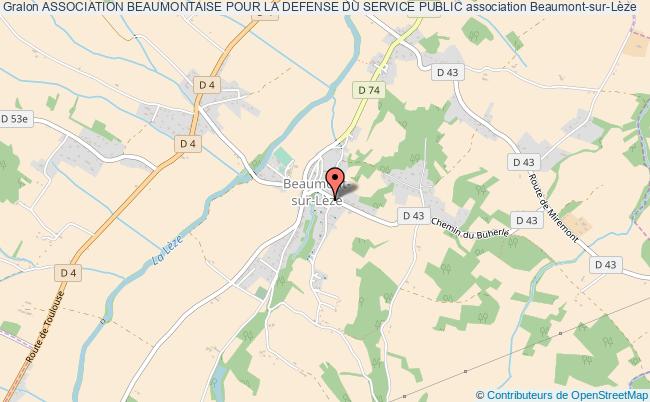 plan association Association Beaumontaise Pour La Defense Du Service Public Beaumont-sur-Lèze