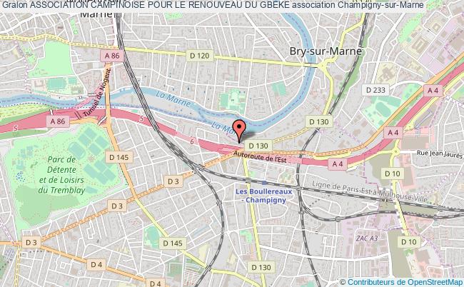 plan association Association Campinoise Pour Le Renouveau Du Gbeke Champigny-sur-Marne