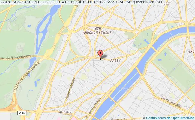 plan association Association Club De Jeux De Societe De Paris Passy (acjspp) Paris