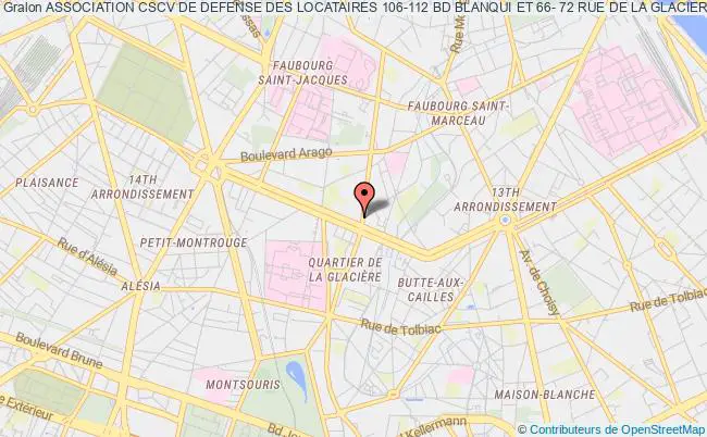 plan association Association Cscv De Defense Des Locataires 106-112 Bd Blanqui Et 66- 72 Rue De La Glaciere 75013 Paris Paris