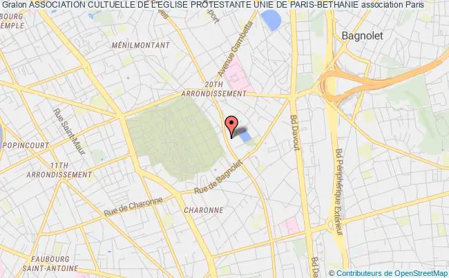 plan association Association Cultuelle De L'eglise Protestante Unie De Paris-bethanie Paris