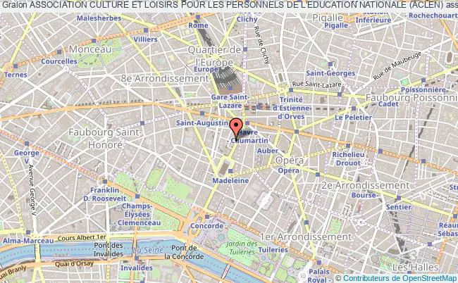 plan association Association Culture Et Loisirs Pour Les Personnels De L'education Nationale (aclen) Paris