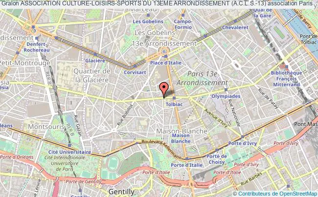 plan association Association Culture-loisirs-sports Du 13eme Arrondissement (a.c.l.s.-13) Paris