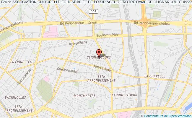 plan association Association Culturelle Educative Et De Loisir Acel De Notre Dame De Clignancourt Paris
