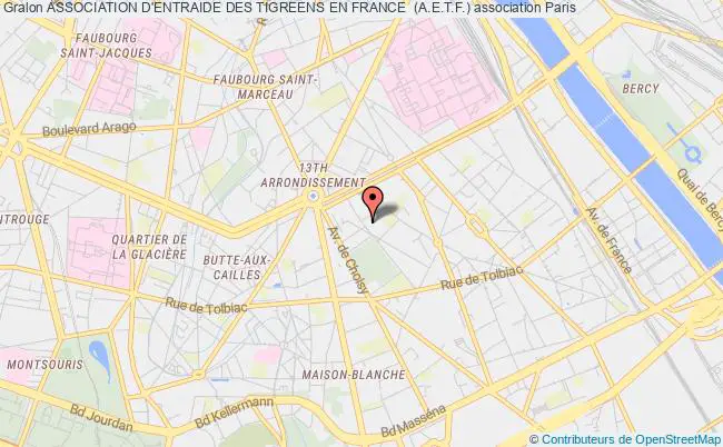 plan association Association D'entraide Des Tigreens En France  (a.e.t.f.) Paris