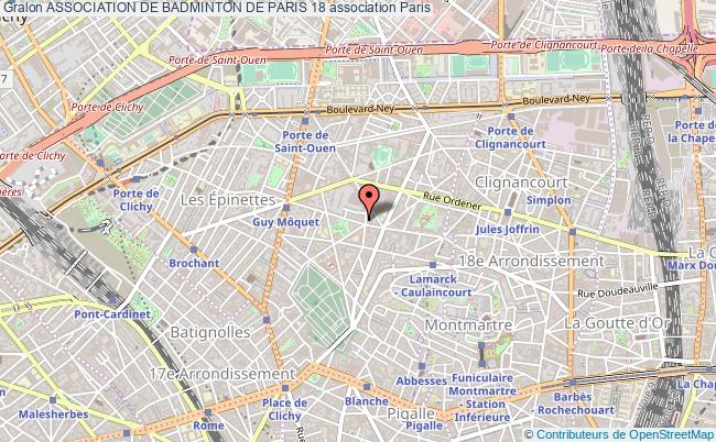 plan association Association De Badminton De Paris 18 Paris 18e