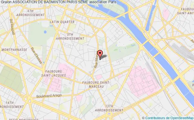 plan association Association De Badminton Paris 5eme PARIS