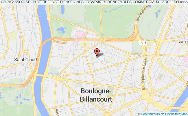 plan association Association De DÉfense D'enseignes Locataires D'ensembles Commerciaux - Adeleco Boulogne-Billancourt