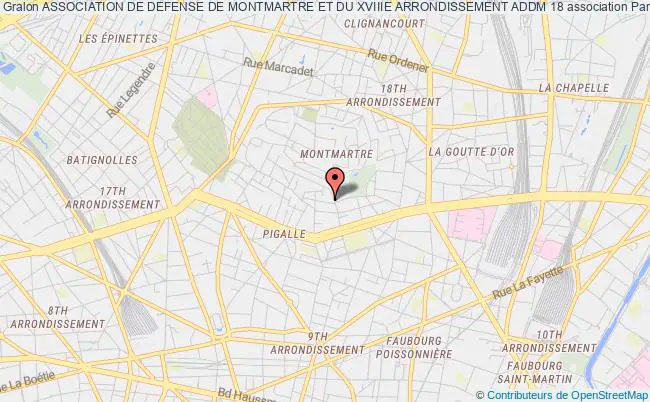 plan association Association De Defense De Montmartre Et Du Xviiie Arrondissement Addm 18 Paris
