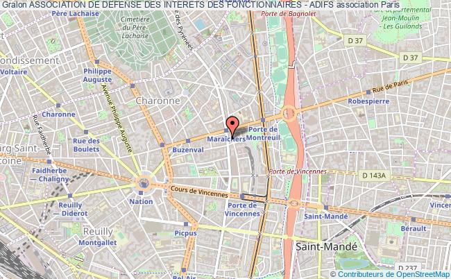 plan association Association De Defense Des Interets Des Fonctionnaires - Adifs Paris