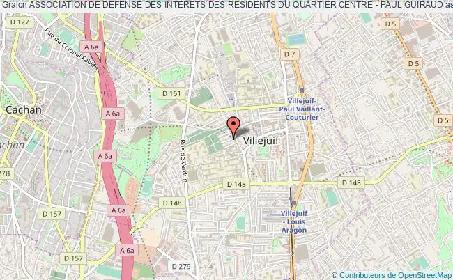 plan association Association De Defense Des Interets Des Residents Du Quartier Centre - Paul Guiraud Villejuif